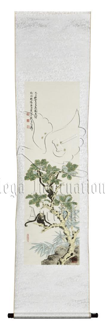 XIE ZHILIU: INK AND COLOR ON PAPER PAINTING 'MONKEYS' (1 of 10)