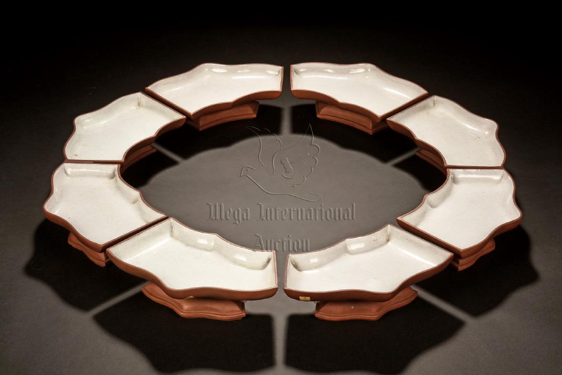 SET OF EIGHT YIXING ZISHA FRUIT AND SNACK PLATES (1 of 6)