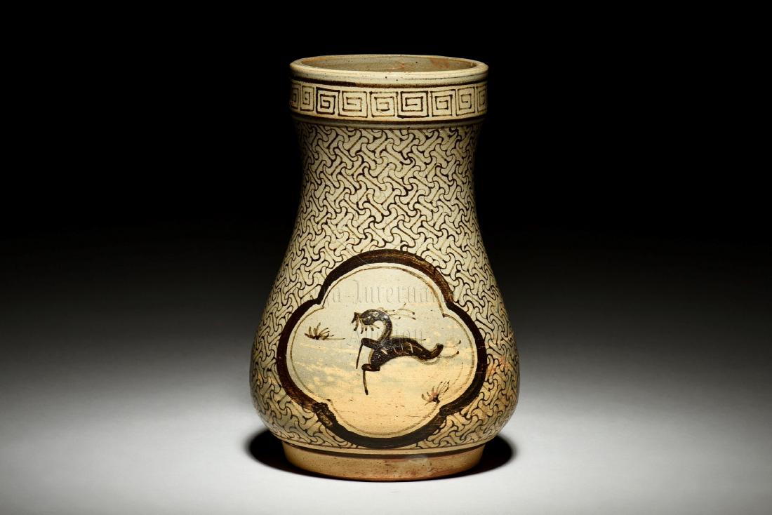 WHITE GLAZED 'MYTHICAL BEAST' VASE (1 of 10)