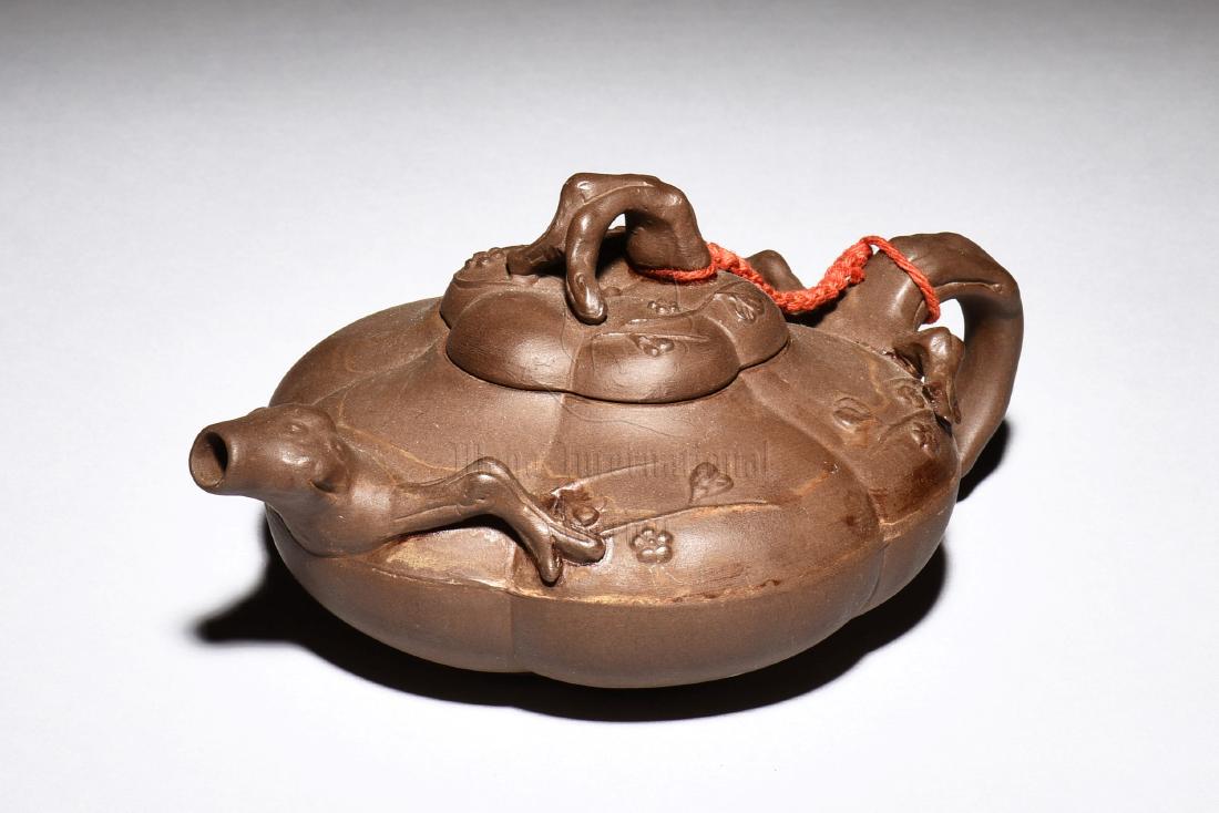 YIXING ZISHA 'PLUM FLOWERS' TEAPOT (1 of 6)