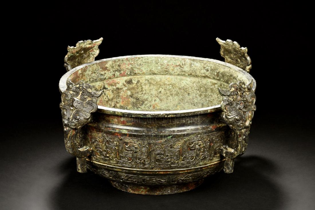 ARCHAIC BRONZE CAST JARDINIERE WITH FOUR HANDLES, JIAN (1 of 11)
