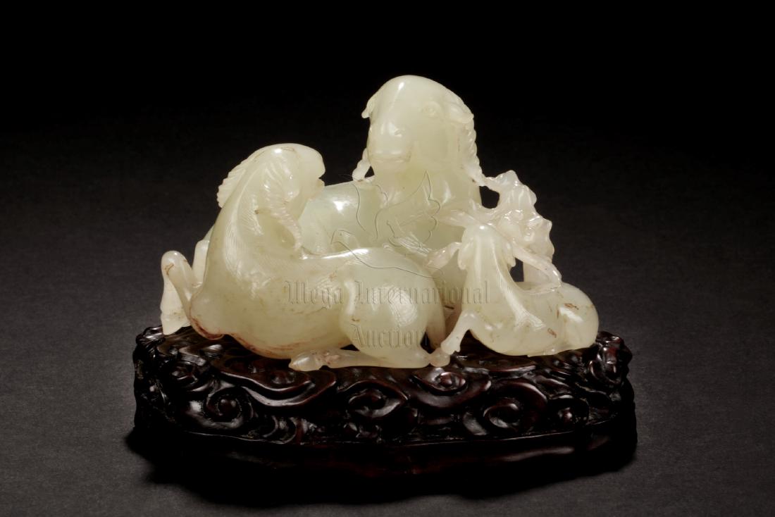 JADE CARVED 'THREE RAMS' FIGURE (1 of 7)