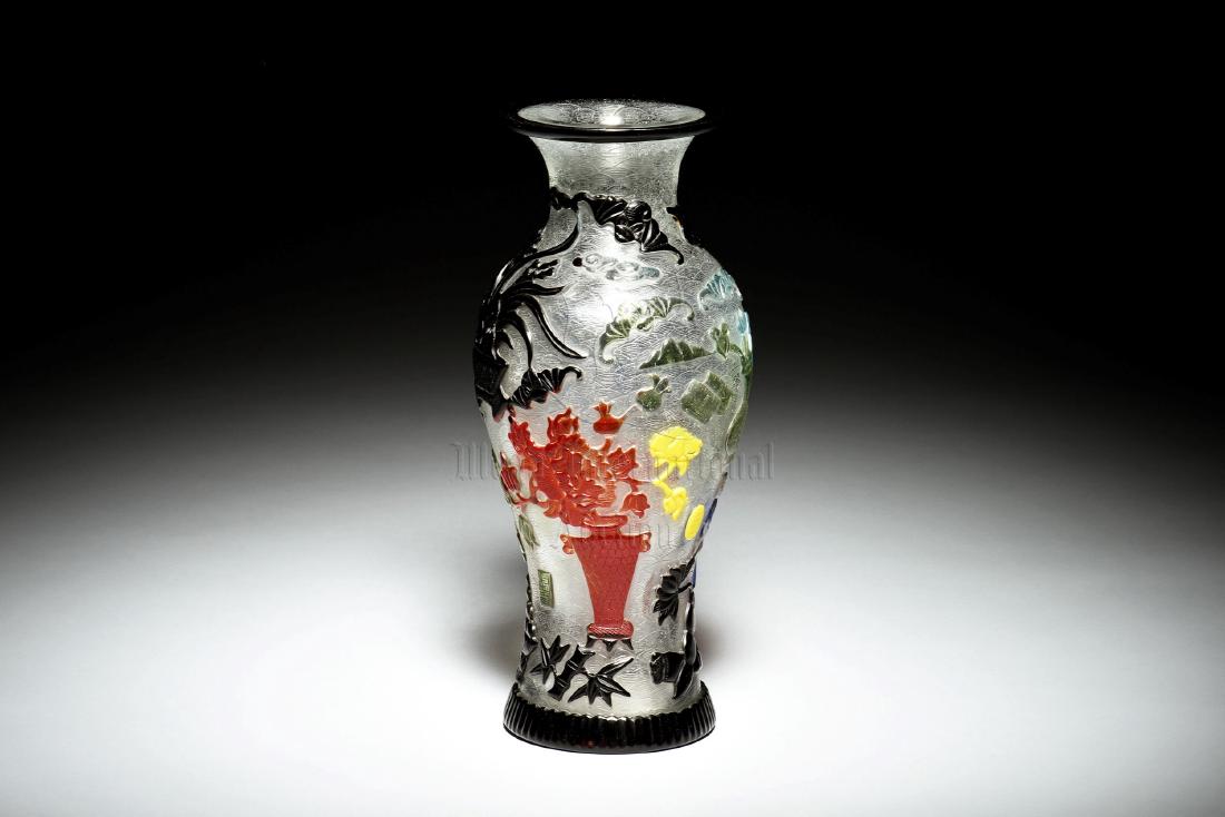 MULTI-COLOR OVERLAY CLEAR GLASS BOTTLE (1 of 8)