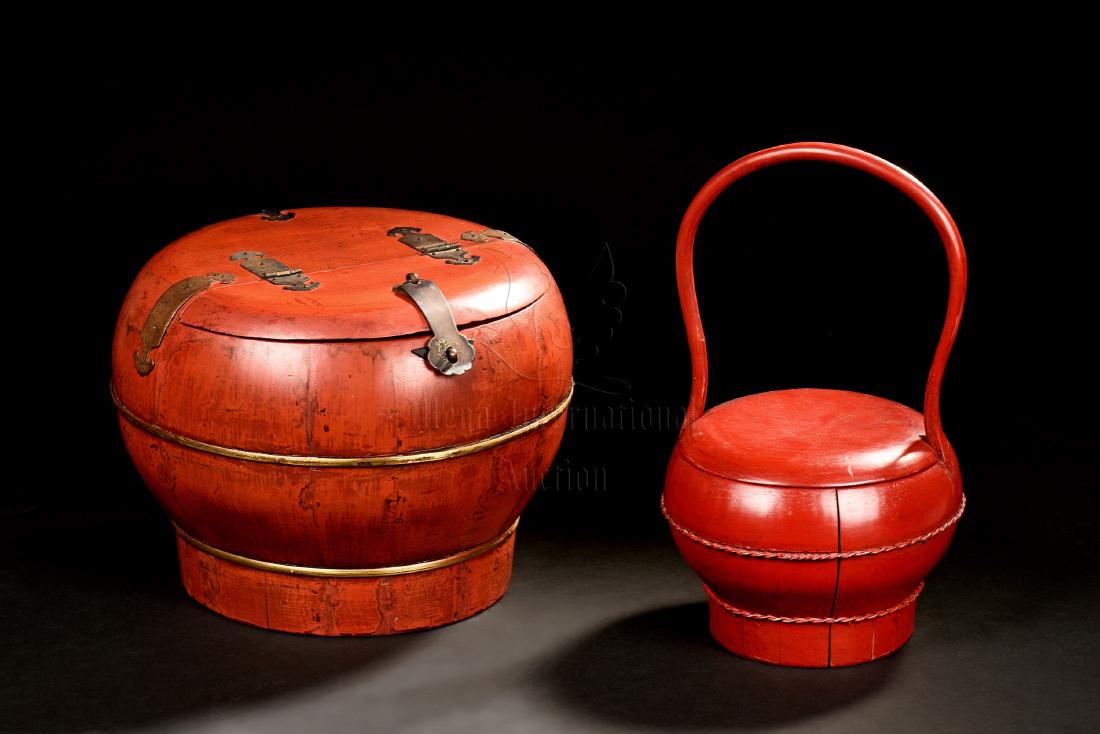 TWO RED LACQUER BOXES (1 of 9)