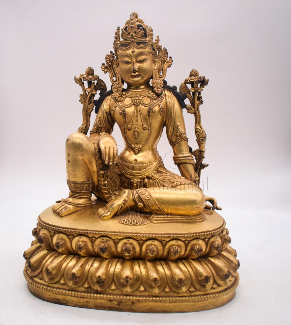 GILT BRONZE CAST AVALOKITESHVARA SEATED FIGURE (1 of 9)