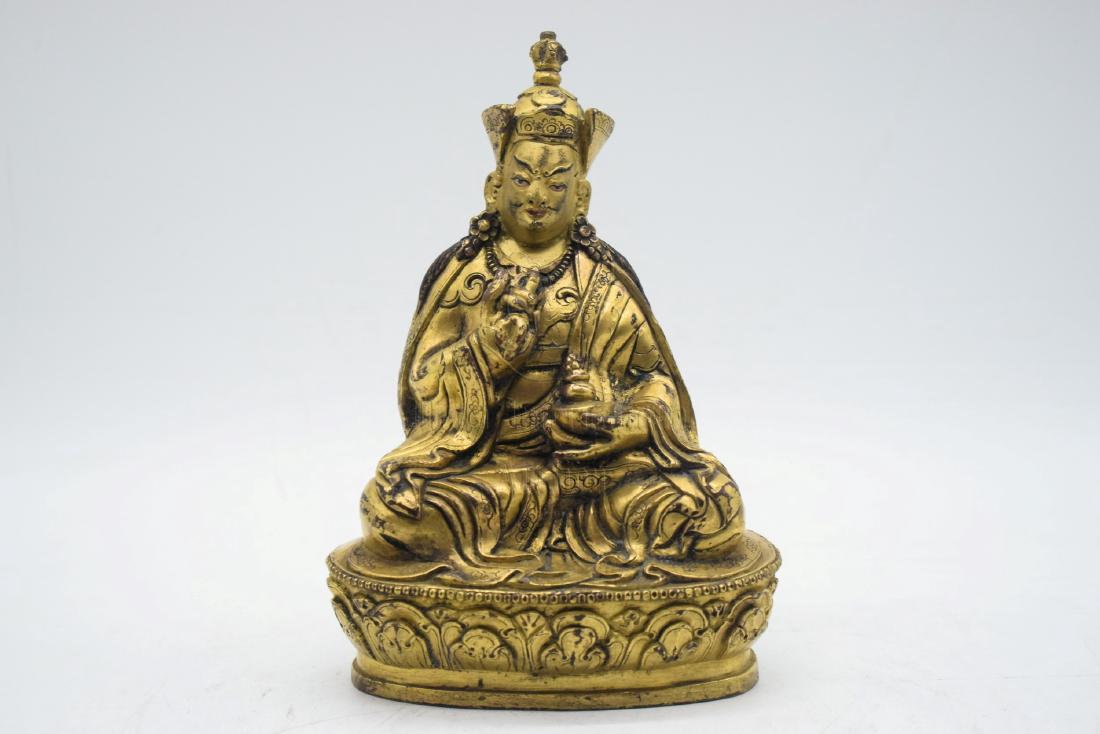 GILT BRONZE CAST 'PADMASAMBHAVA' SEATED FIGURE (1 of 6)