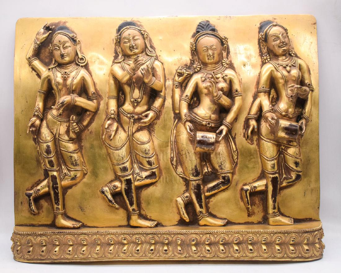 GILT BRONZE CAST 'FOUR CELESTIALS' PLAQUE (1 of 4)
