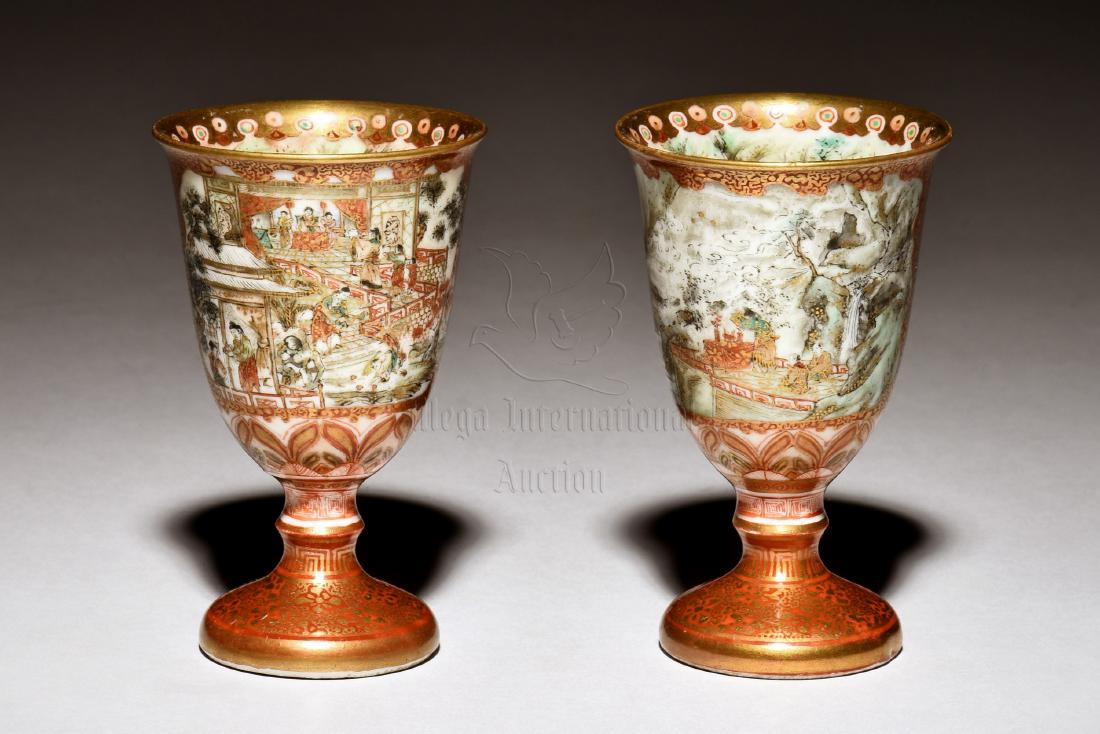 PAIR OF JAPANESE KUTANI WARE CUPS (1 of 10)