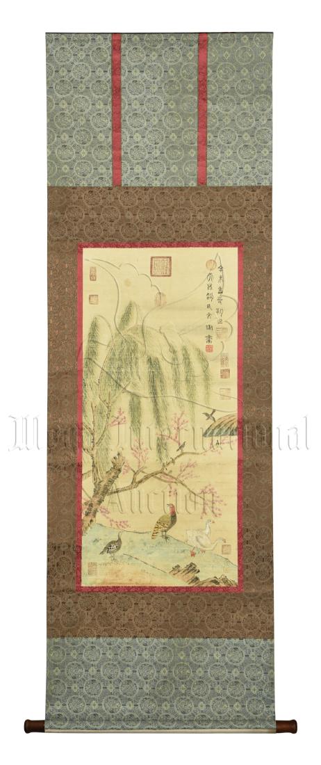 INK AND COLOR ON PAPER 'FLOWERS AND BIRDS' PAINTING (1 of 16)