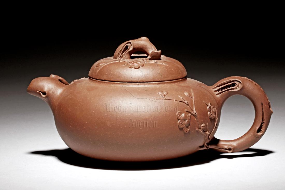 YIXING ZISHA 'PLUM FLOWERS' TEAPOT (1 of 7)