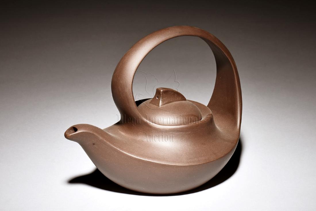 YIXING ZISHA TEAPOT WITH LIFTING HANDLE (1 of 7)