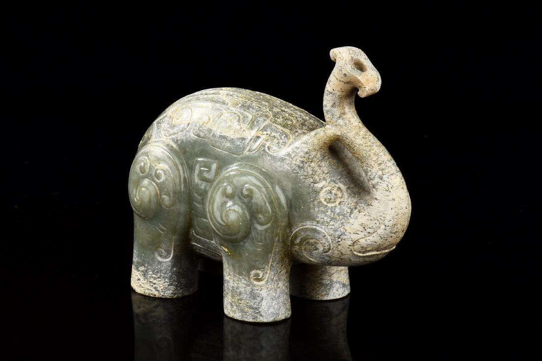CELADON JADE CARVED 'ELEPHANT' FIGURE (1 of 7)