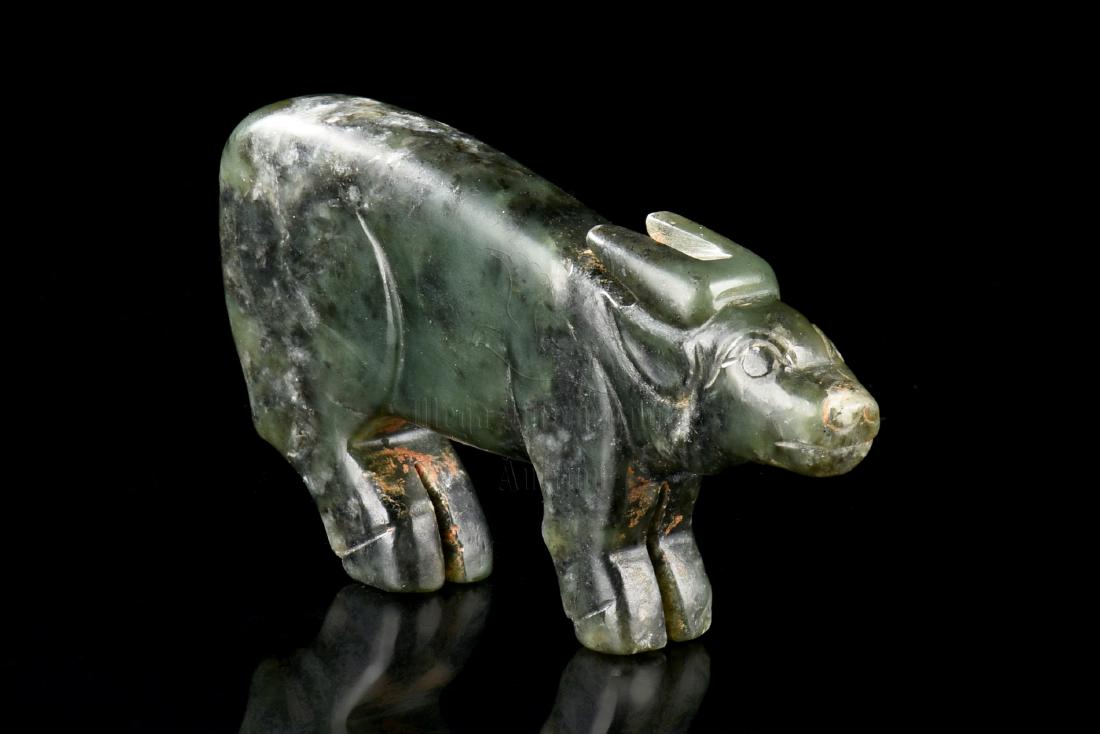CELADON JADE CARVED 'WATER BUFFALO' FIGURE (1 of 7)