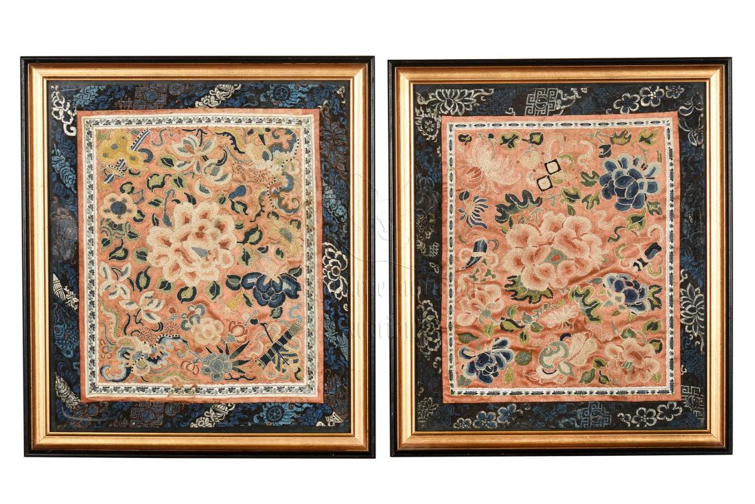 PAIR OF FRAMED SILK EMBROIDERIES (1 of 8)