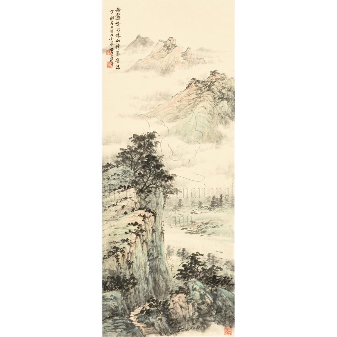 HUANG JUNBI: INK AND COLOR ON PAPER PAINTING 'MOUNTAIN (1 of 7)