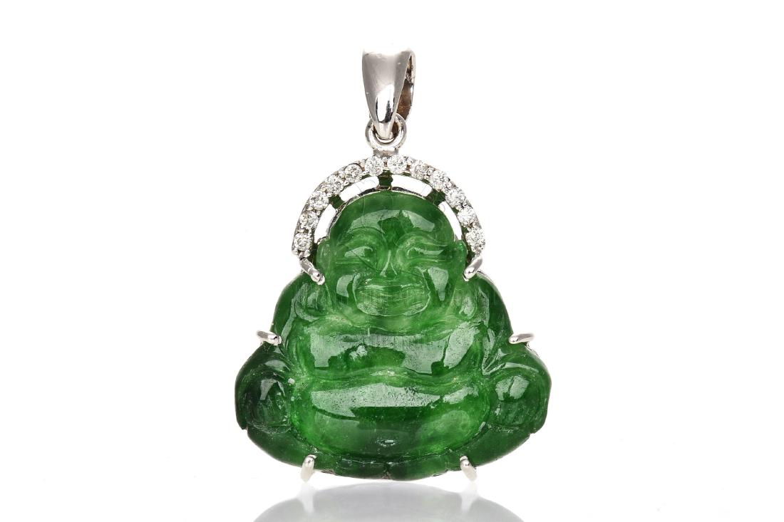 18K WG JADEITE 'FU' PENDANT (1 of 5)