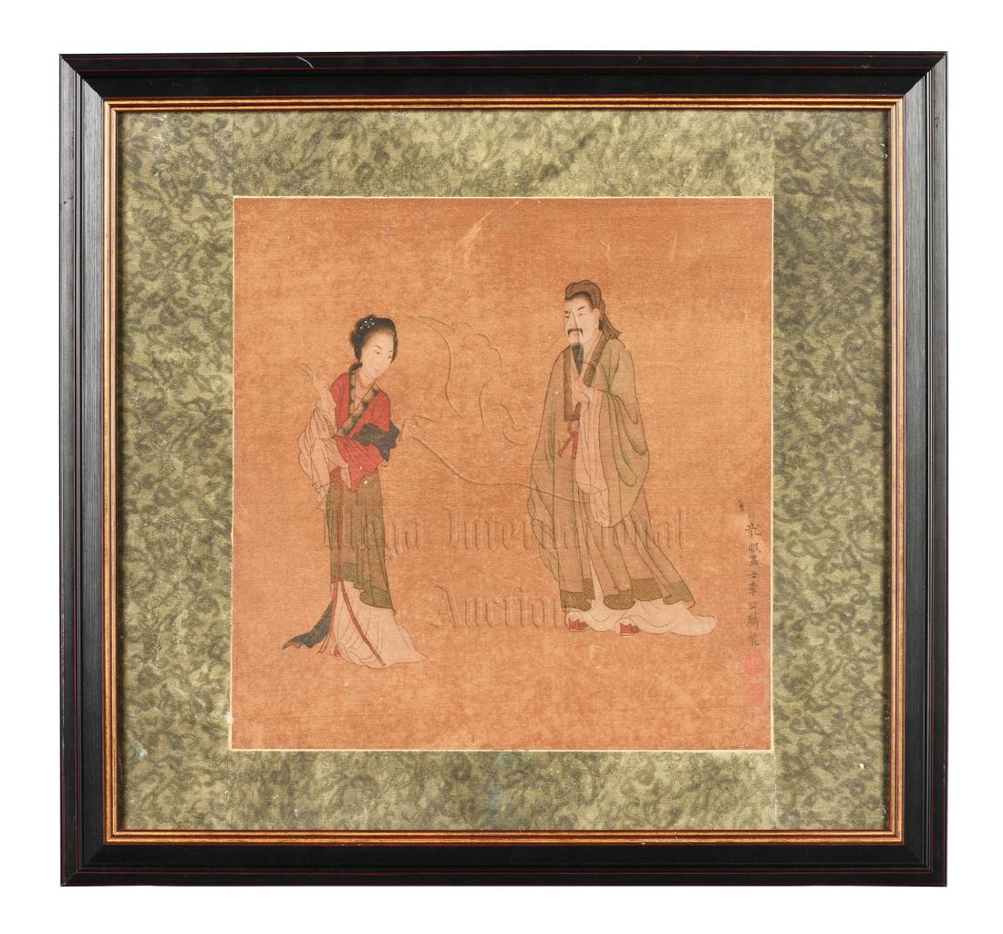 LI GONGLIN: FRAMED INK AND COLOR ON SILK PAINTING (1 of 5)
