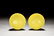 PAIR OF LEMON YELLOW GLAZED CUPS WITH WOODEN STANDS - 3