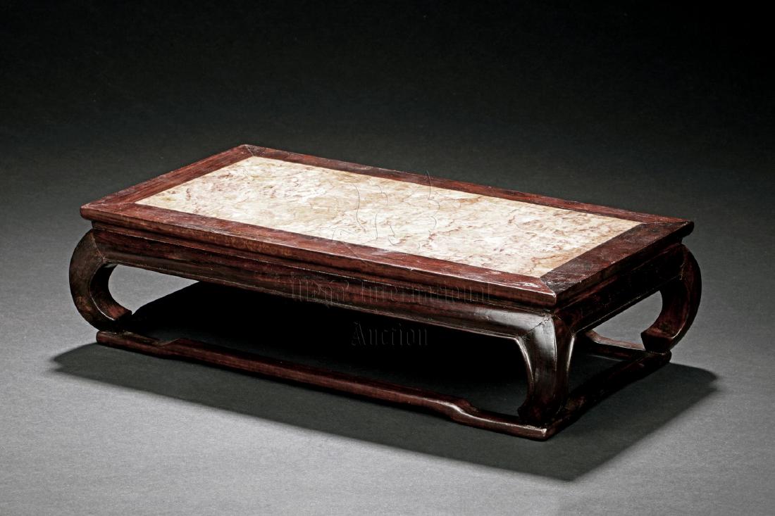 ZITAN WOOD STAND INSET WITH MARBLE SURFACE (1 of 9)