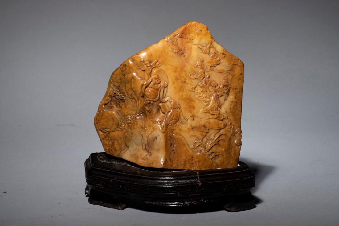 SHOUSHAN SOAPSTONE CARVED 'ARHAT' STAMP SEAL (1 of 5)