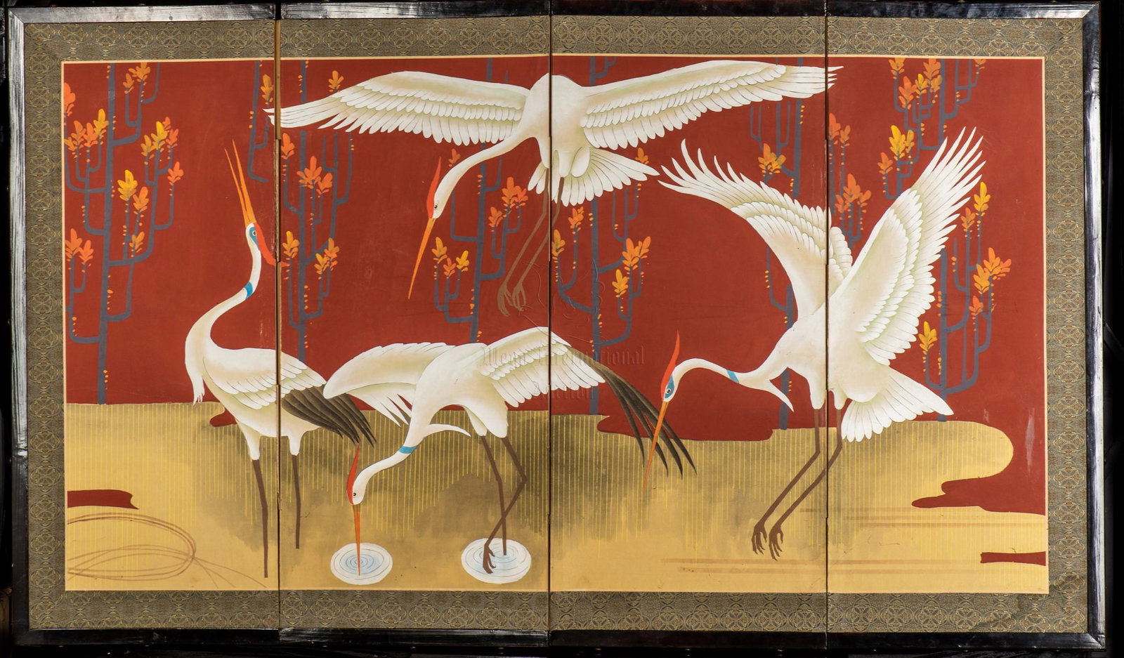 JAPANESE FOLDING SCREEN 'CRANES' (1 of 5)