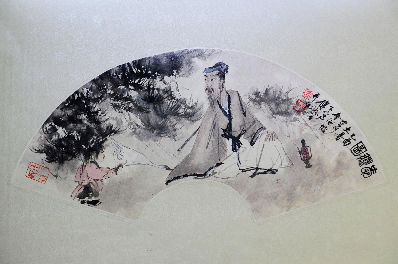 FU BAOSHI: INK AND COLOR ON PAPER FAN LEAF PAINTING (1 of 5)
