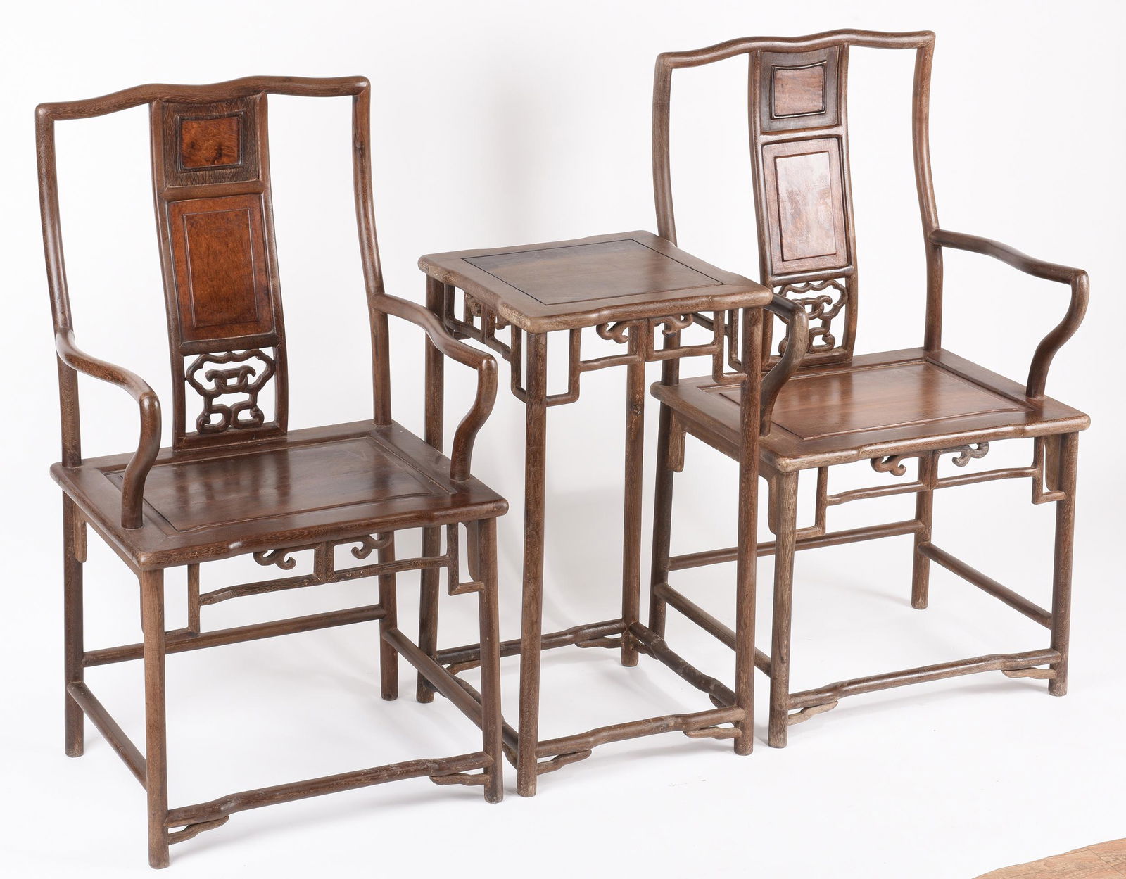 SET OF JICHIMU WOOD CARVED CHAIRS AND STAND (1 of 17)