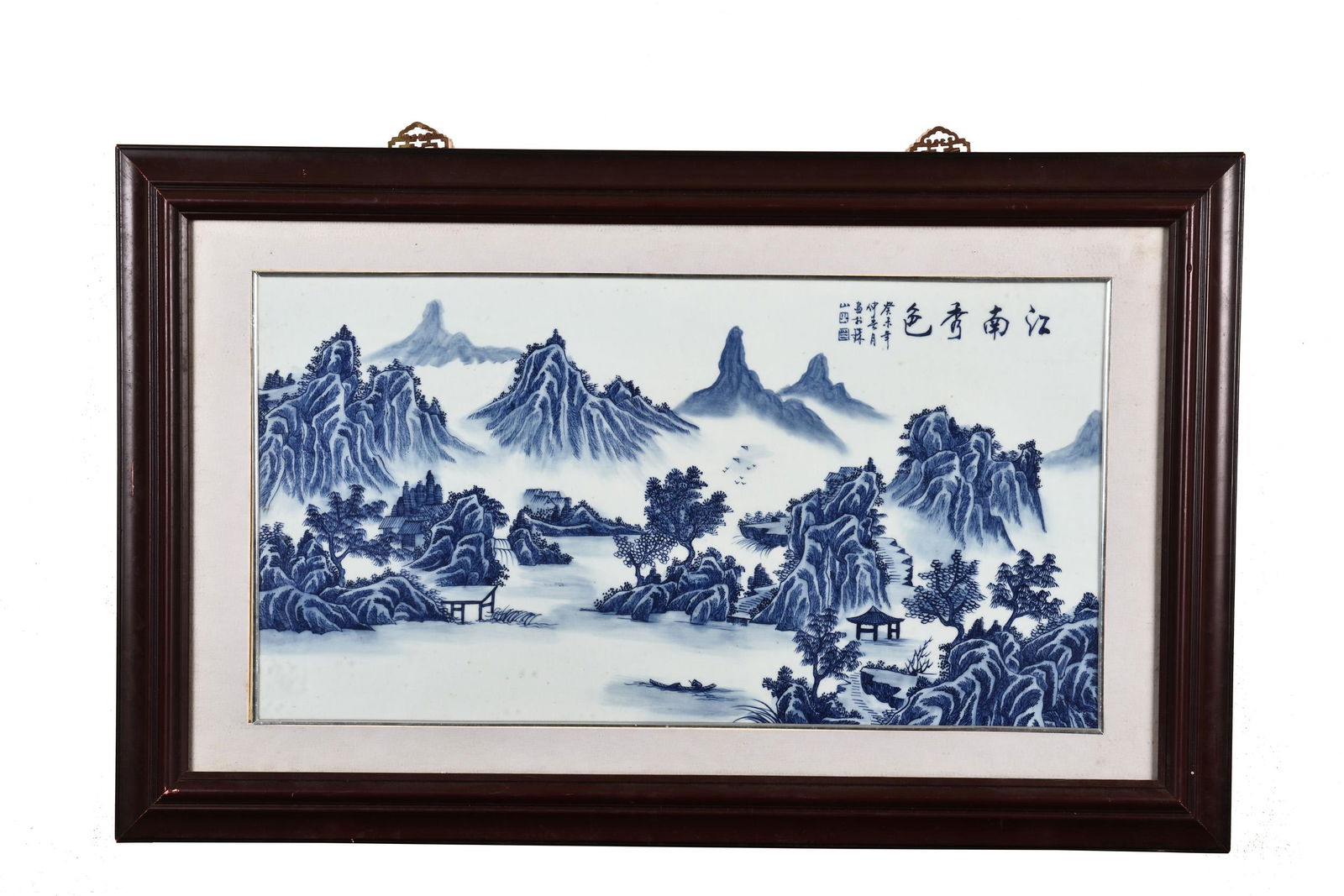 FRAMED PORCELAIN PLAQUE 'JIANGNAN SCENERY' (1 of 3)