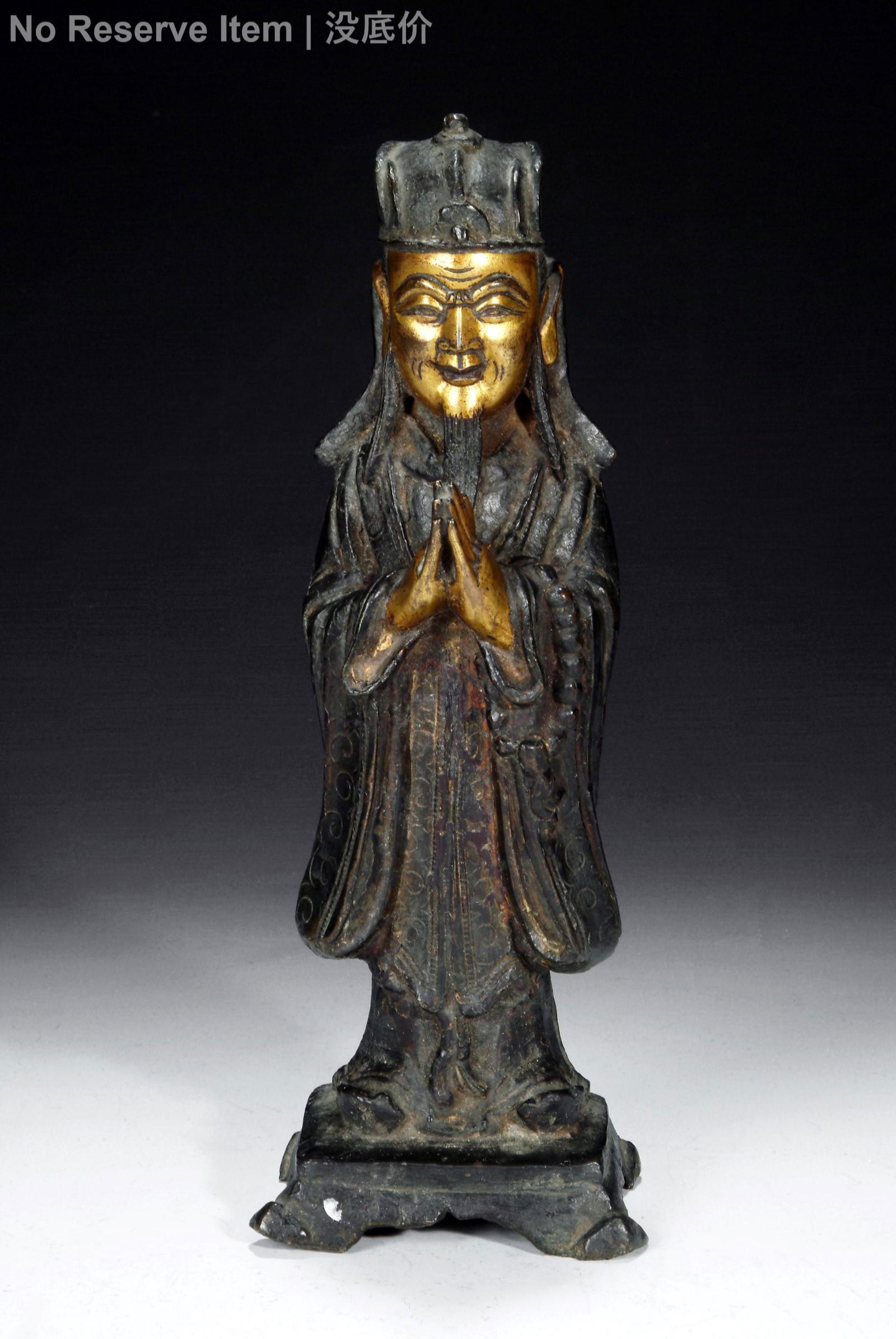 A GILT AND LACQUER BRONZE DAOIST STATUE (1 of 6)