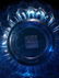A CHINESE BLUE GLASS CARVED LOTUS PATTERN BRUSH WASHER - 9
