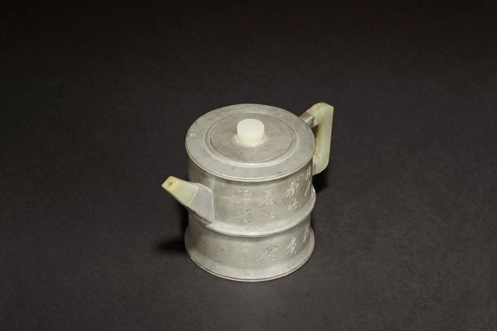 YIXING ZISHA PEWTER AND JADE TEAPOT (1 of 14)