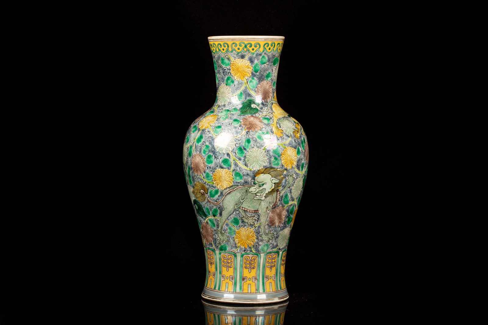 WUCAI 'MYTHICAL BEASTS AND FLOWERS' VASE (1 of 6)