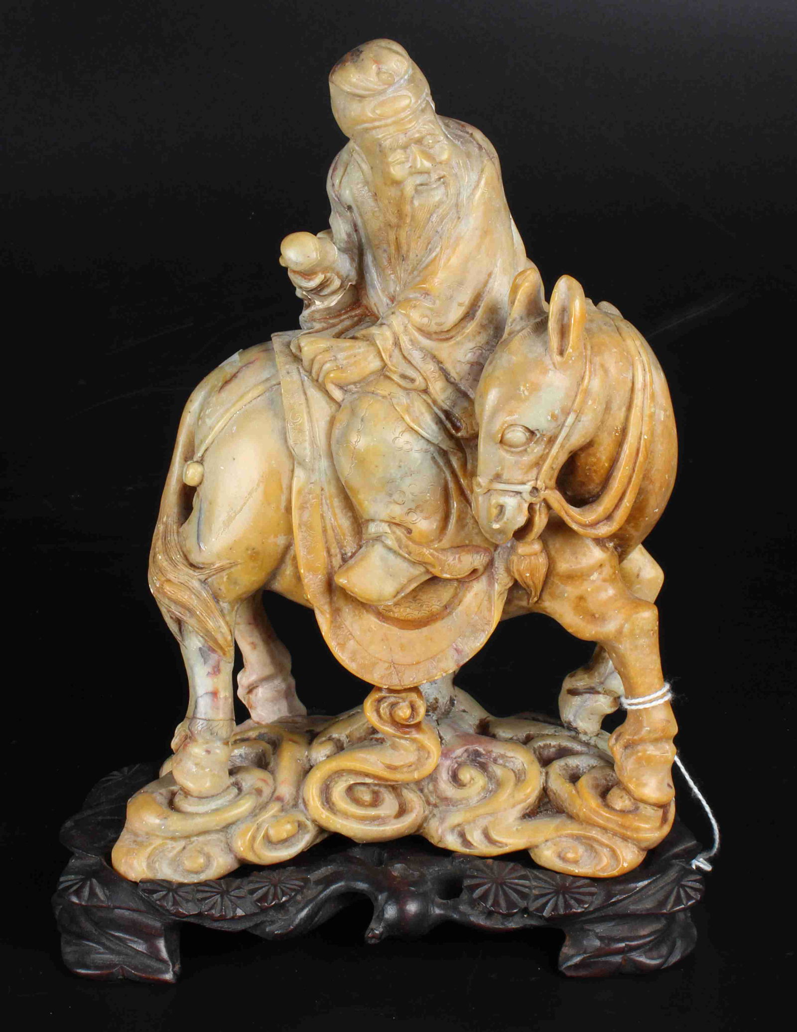 A CHINESE SHOUSHAN STONE STATUE OF LAOZI WITH A (1 of 8)