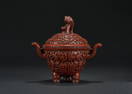 CARVED RED LACQUER TRIPOD CENSER