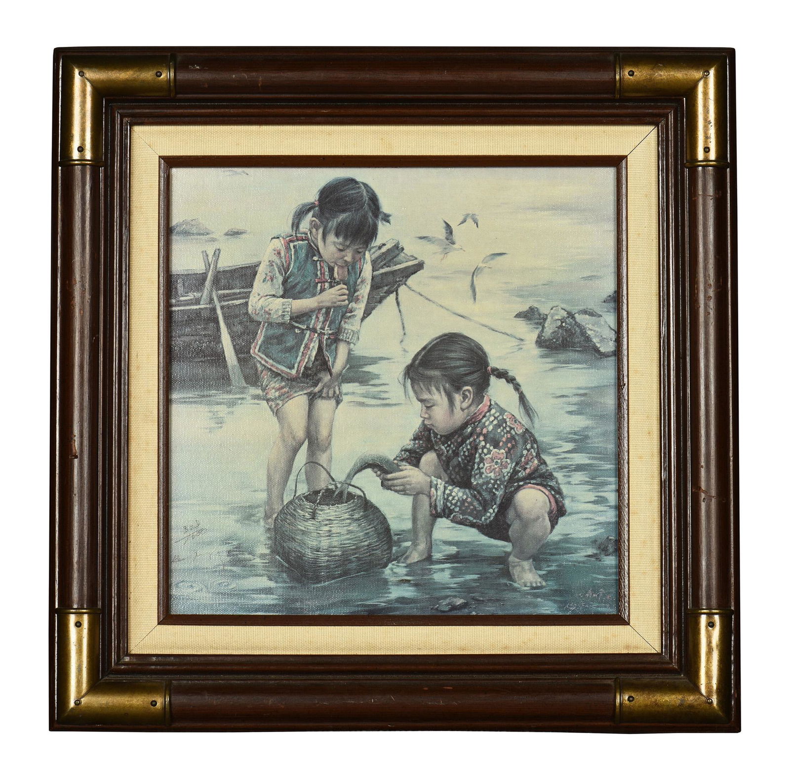 KEE FUNG NG: FRAMED OIL PAINTING 'GIRLS' (1 of 5)