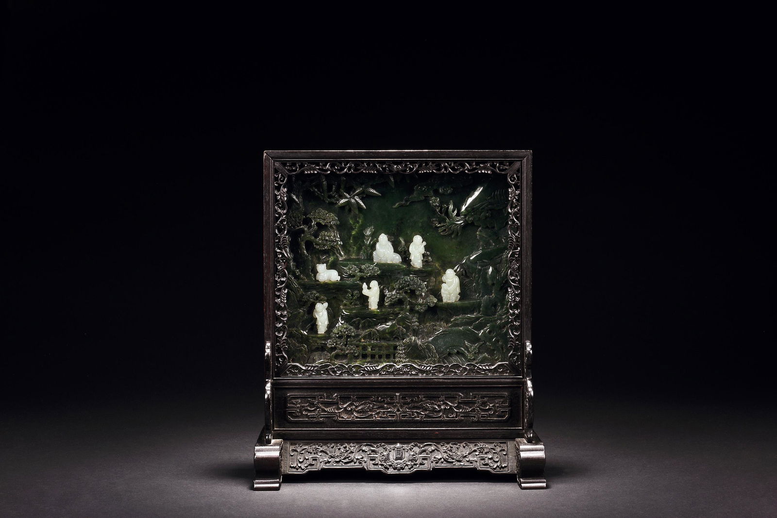 SPINACH JADE & WHITE JADE PLAQUE INSET ZITAN TABLE (1 of 17)