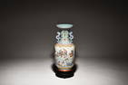 FAMILLE ROSE 'CELESTIALS' VASE WITH STAND