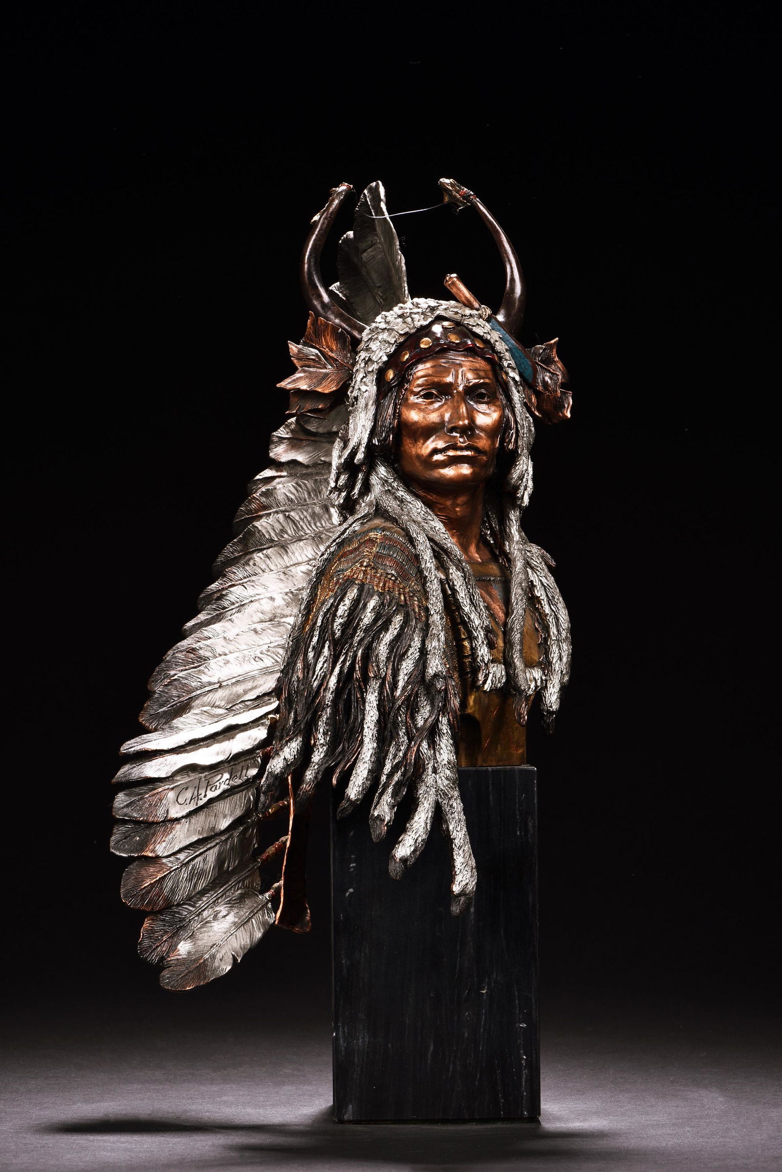 CA PARDELL "ESTEEMED WARRIOR" BRONZE SCULPTURE (1 of 5)
