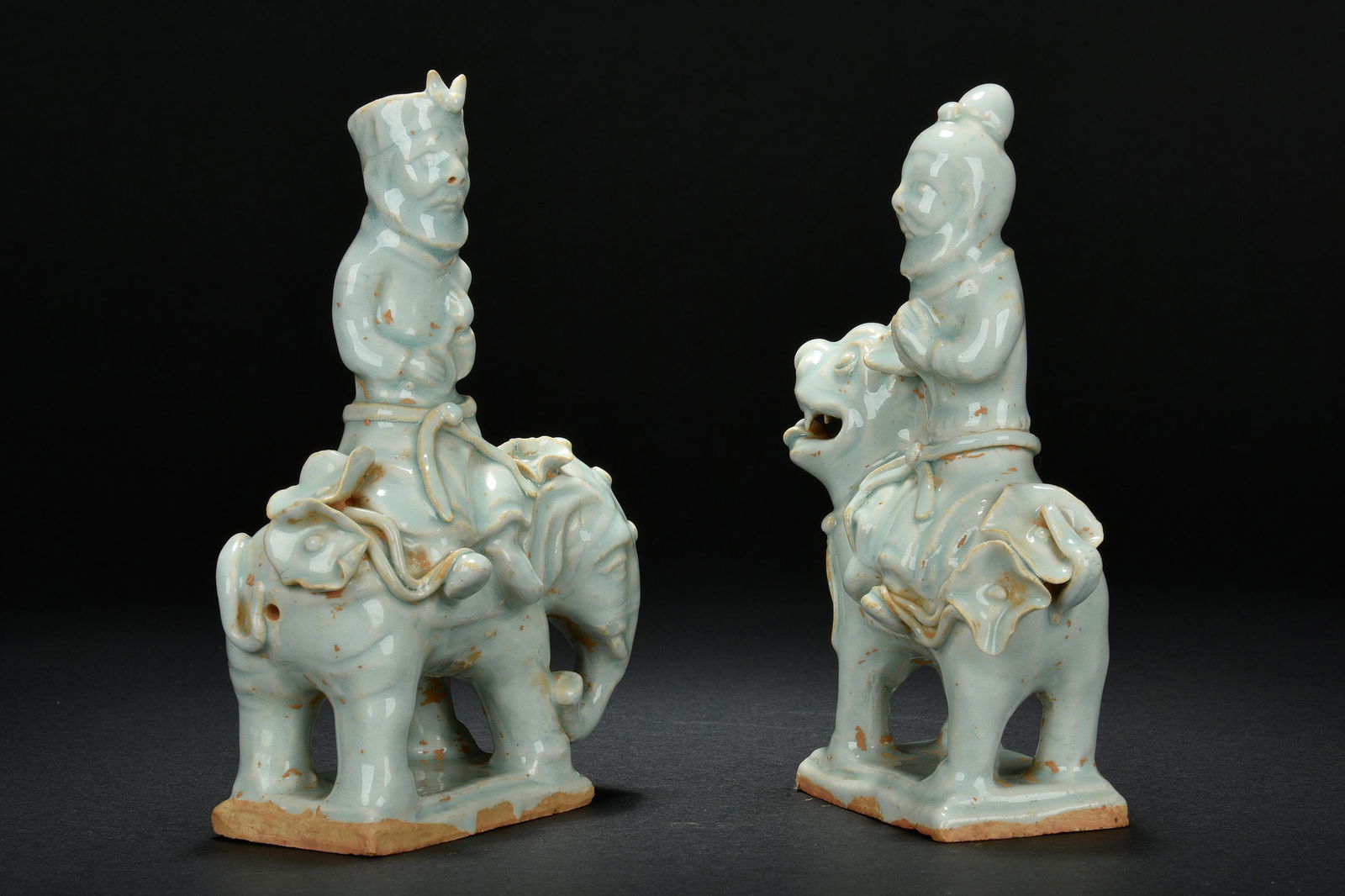 PAIR OF CELADON GLAZED RIDER FIGURE (1 of 11)