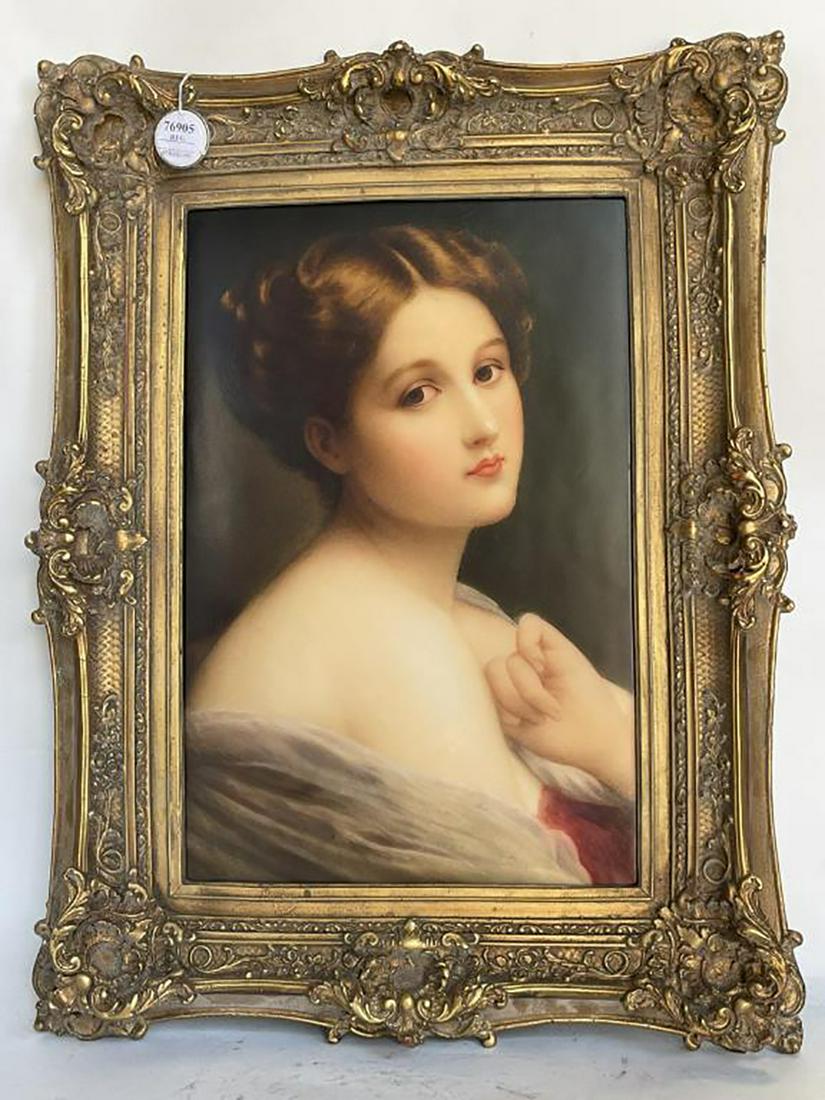 BEAUTIFUL GILTWOOD FRAMED KPM PORCELAIN PLAQUE (1 of 6)