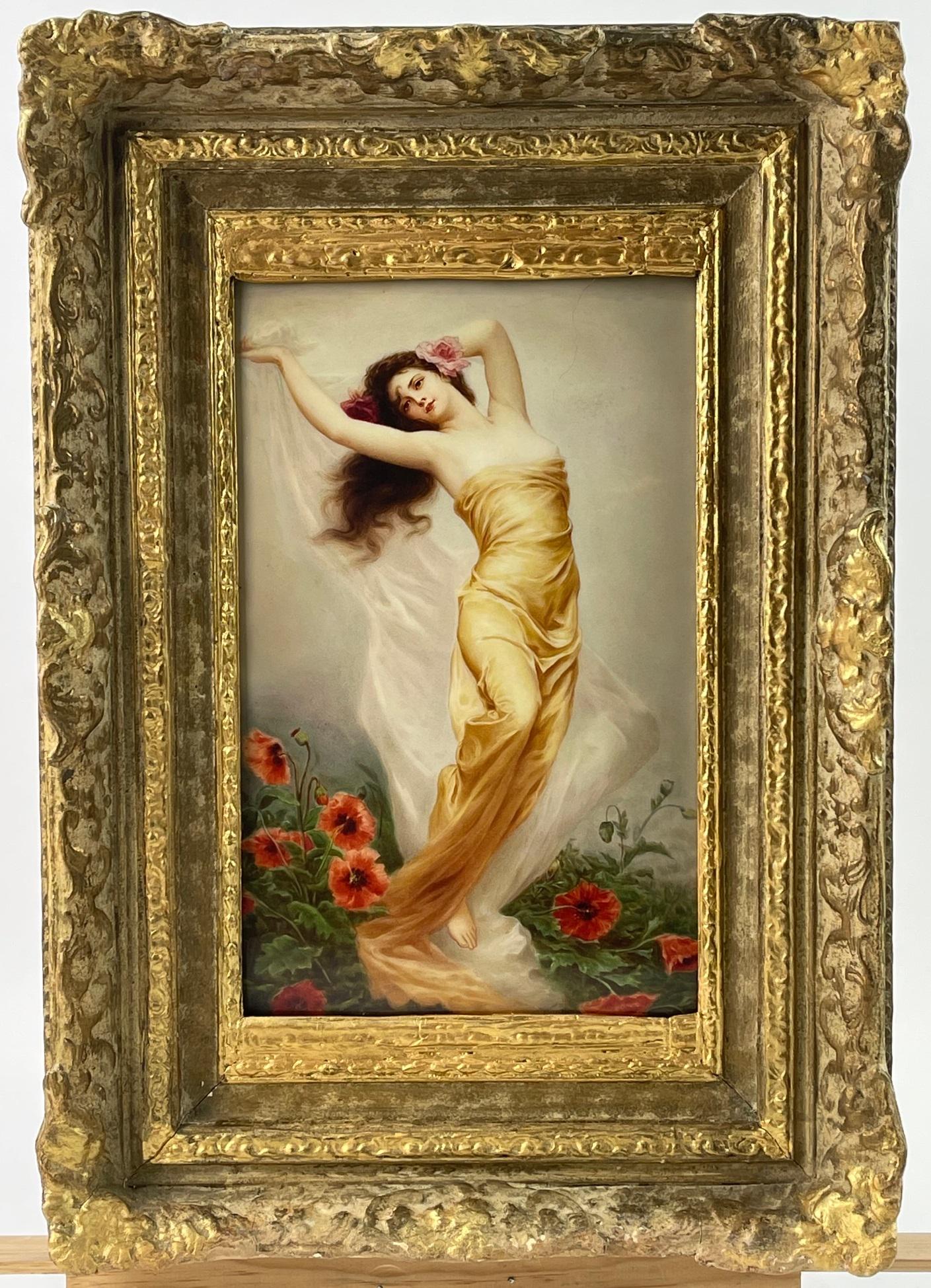 A GERMAN PORCELAIN PLAQUE, OF A BEAUTIFUL LADY (1 of 7)