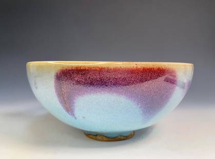 JUN WARE INFUSE GLAZED BOWL: 钧瓷碗 Jun ware infuse glazed bowl Height: 3 1/2 in (8.6 cm) Diameter: 7 7/8 in (20.0 cm)