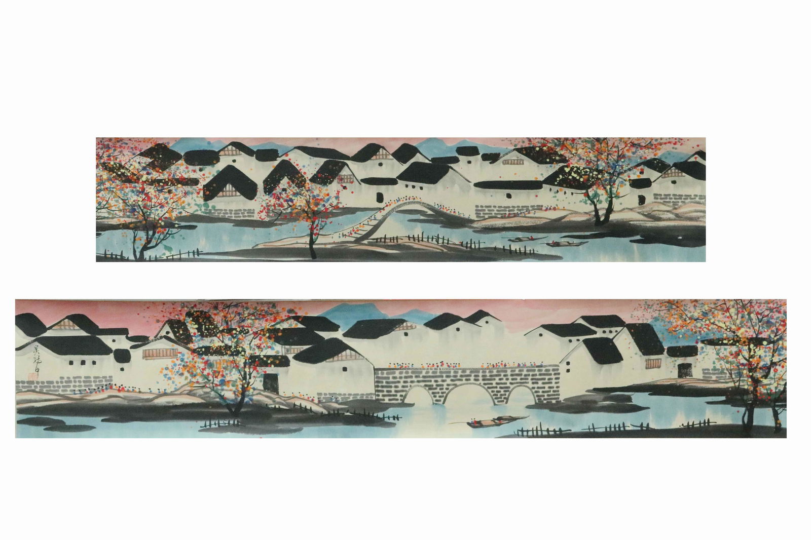 WU GUANZHONG: INK AND COLOR ON PAPER PAINTING 'LANDSCAPE SCENERY' (1 of 10)