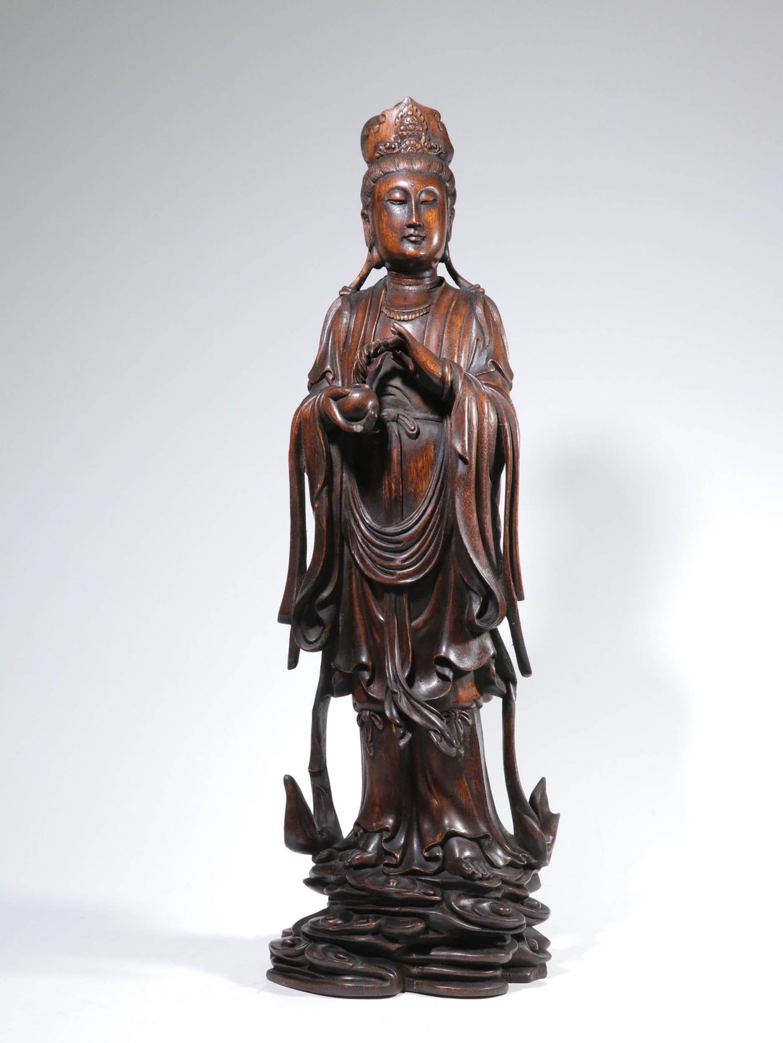 AGARWOOD CARVED AVALOKITESHVARA STANDING STATUE (1 of 9)