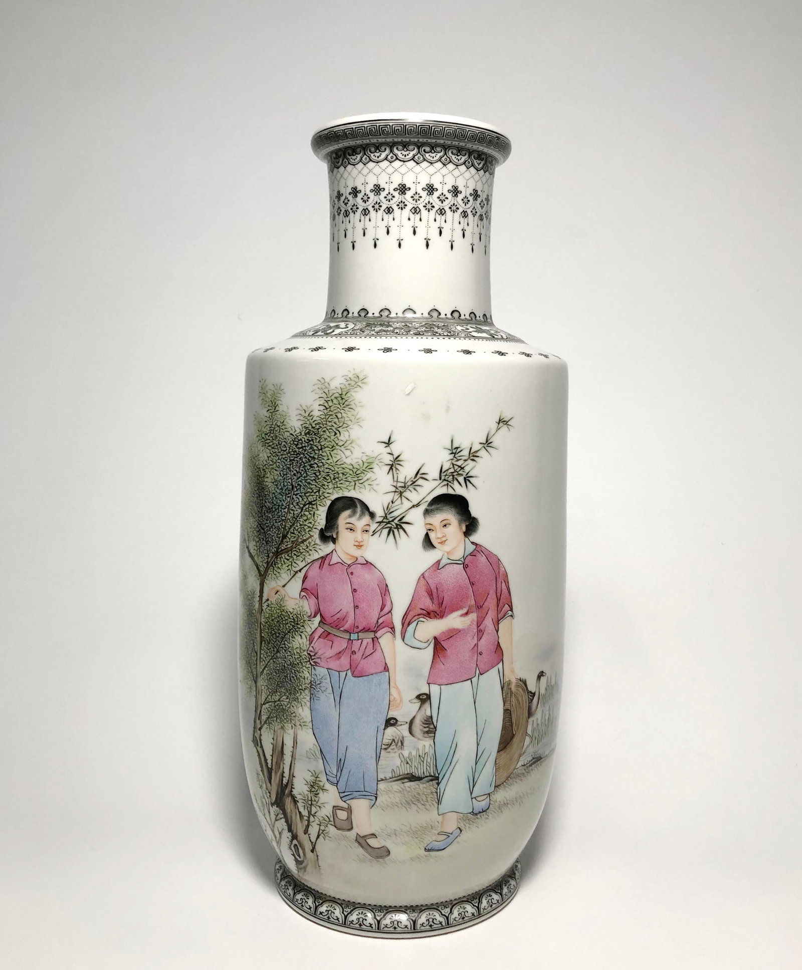 CULTURAL REVOLUTION PASTEL VASE: 文革粉彩花瓶 Cultural Revolution pastel vase Height: 13 7/8 in (35.5 cm)