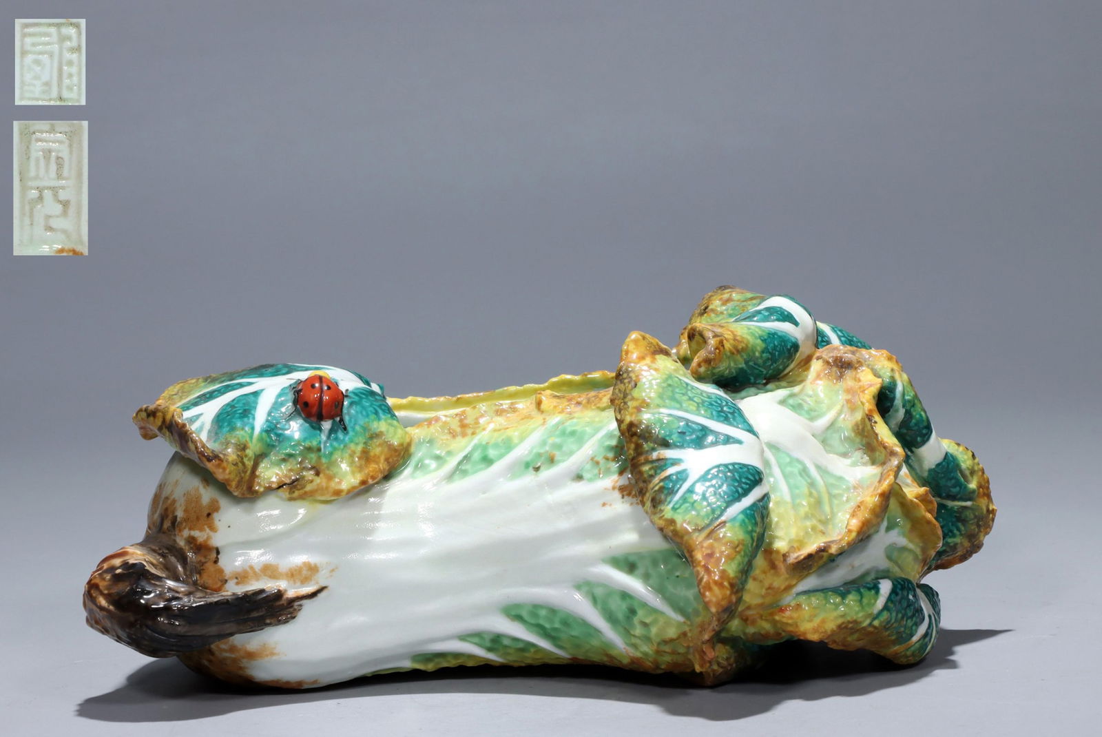 HANDMADE PORCELAIN CABBAGE SCULPTURE POT WITH MARK OF ZENG ZONGYUAN (1 of 9)