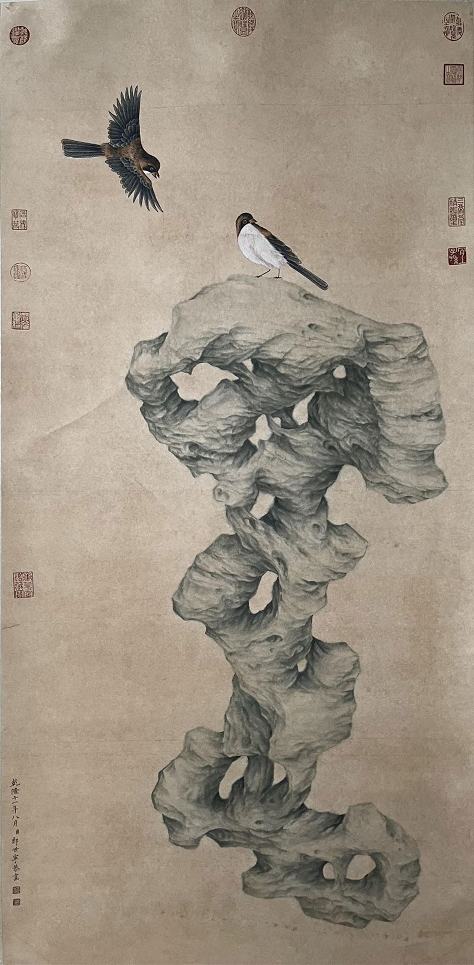 LANG SHINING: INK AND COLOR ON PAPER PAINTING 'FLOWERS AND BIRDS' (1 of 20)