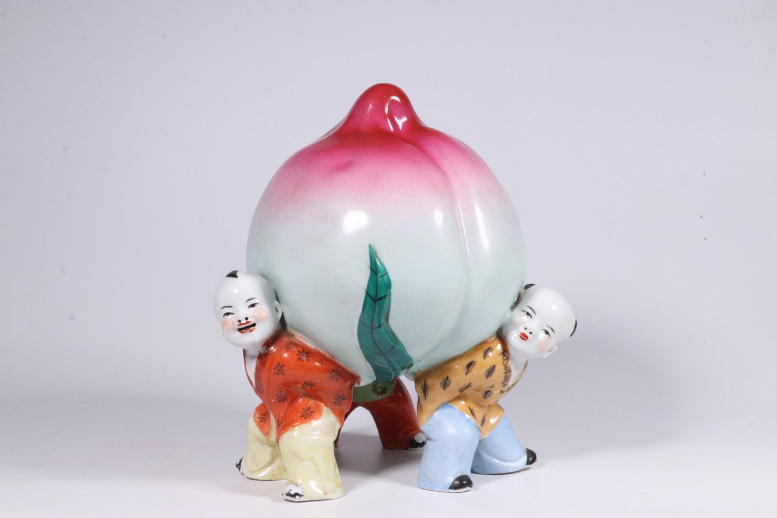 REPUBLIC OF CHINA PINK ENAMEL PEACH BOY ORNAMENT