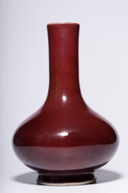 "MADE IN QIANLONG PERIOD" MARK RED GLAZE WATER CHESTNUT BOTTLE