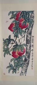 QI BAISHI, FAIRY PEACH, LONGEVITY, HANGING SCROLL